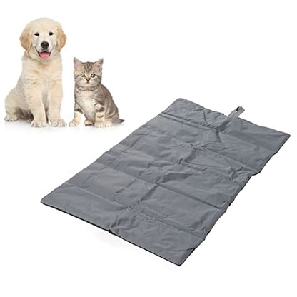 Portable Pet Mat, Foldable Rollup Pet Camping Bed for Dogs Cats, Outdoor Travel Dog Mat with Storage Binding Rope, 600D Oxford Fabric for Kennels Sofas Car Seats, Gray