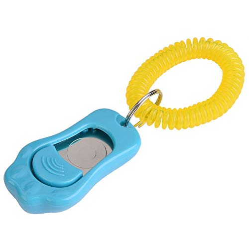 Adjustable 3 Gears Pet Dog Training Clicker Paw Shaped with Wrist Strap for Cats Birds(Blue) - color: blue