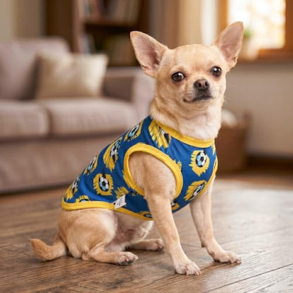 CuteBone Football Dog Shirts 2-Pack Soft Pet Clothes Breathable Summer Vest for Small Puppy and Stretchy Cat Apparel 2BX23S - color: Soccer Splash, size: Small