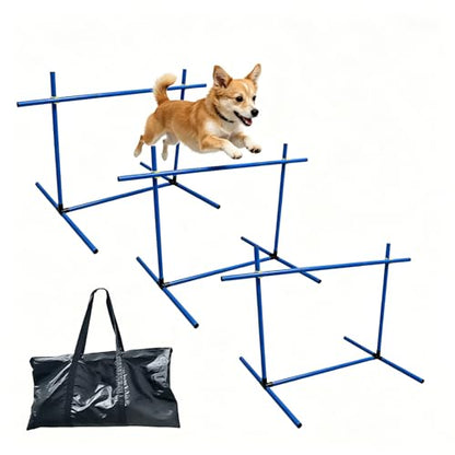 2.6 FT Dog Agility Jumps Adjustable Dog Jump Hurdles & Weave Poles | Dog Agility Jumping Hurdles Complete Obstacle Course Gear for Indoor/Outdoor Use & Daily Agility Training