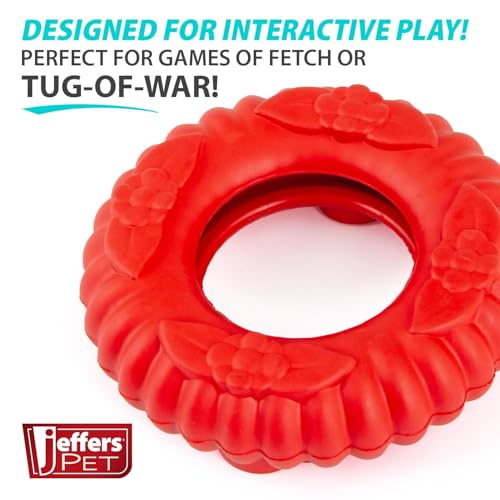 Jeffers Pet Natural Rubber Dog Chew Toy – Red Virgo, Large - Vanilla Scent, Durable, Non-Toxic, Dishwasher Safe, Interactive Fetch & Tug Toy - Perfect for Training Medium Chewers