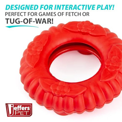 Jeffers Pet Natural Rubber Dog Chew Toy – Red Virgo, Large - Vanilla Scent, Durable, Non-Toxic, Dishwasher Safe, Interactive Fetch & Tug Toy - Perfect for Training Medium Chewers