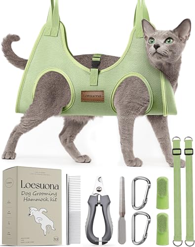 Dog Grooming Hammock – for Dogs Cat Grooming Hammock,Dog Sling for Nail Trimming with Dog Nail Clippers for Small Dogs,Dog Hammock for Nail Trim,Dog Hanging Harness for Nail Trimming - size: XS ( Legs Distance :3.3-9" / Max W：20lb )