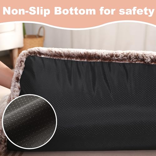 Bedfolks Waterproof Crate Bed, Plush Dog & Cat Bed with Removable Washable Cover, Faux Fur Kennel Pad, 23"x18", Brown - color: Brown, size: Small(23x18'')