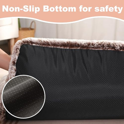 Bedfolks Waterproof Dog Crate Bed, Plush Dog Kennel Pad with Removable Washable Cover, Faux Fur, 17"x12", Brown - color: Brown, size: XX-Small(17x12'')