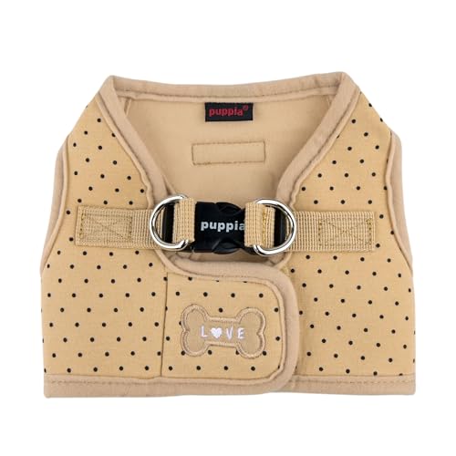 Puppia Dotty Dog Vest Harness B (Step-in) Fashionable Polka Dot Pattern Spring Summer Harness for Small Dogs, Beige, Medium - color: Beige, size: Medium