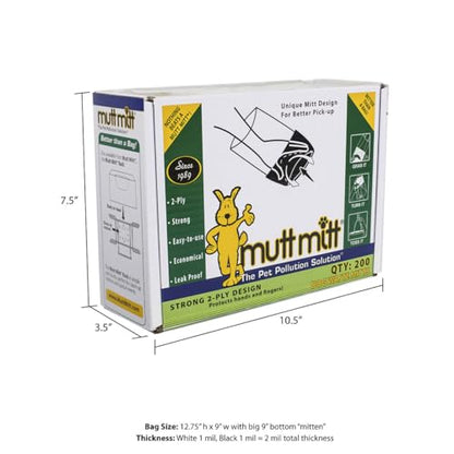 Mutt Mitt® 2-Ply dog waste pick-up bags Dispense-A-Mitt™ - 200 Dog Waste Bags in a wall mountable box.