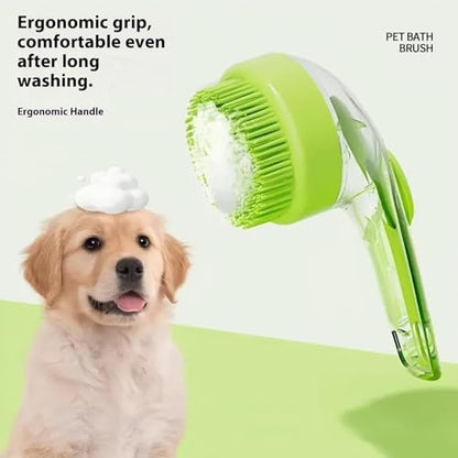 2 PCS Dog Bath Scrubber Brush with Soap & Shampoo Dispenser, Soft Silicone Bristles Pet Grooming Massage Shampoo Brush for Long and Short Haired Dogs and Cats, Shower Bath Tool