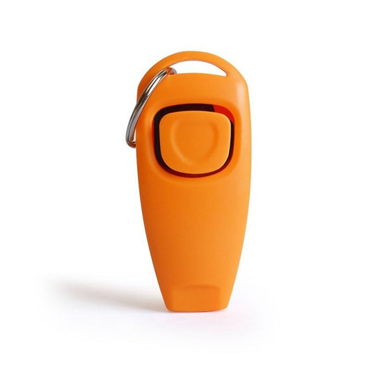 2 in 1 Pet Whiste Training Clicker with Wrist Strap, Suitable for Dog, Cat, Bird or Other Pets(Orange) - color: Orange