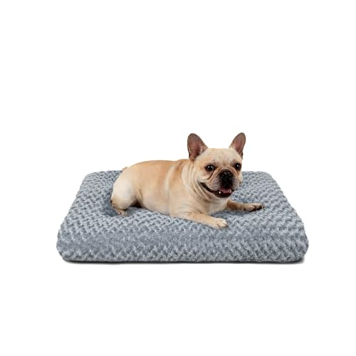 Dog Beds for Small Dogs Deluxe Plush, Washable Small Dog Cat Bed, Indestructible Dog Crate Pad, Anti-Slip Soft Pet Bed, Comfy Kennel Pad for Large, Jumbo, Small, Medium Dogs, 23"x 18"-M, Dark Gray - color: Dark Grey, size: 23"L x 18"W x 3"Th