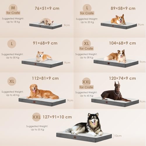 EHEYCIGA Orthopedic Dog Beds, Egg Crate Dog Bed Pet Mat with Washable Removable Cover, All Size Dogs - color: Beige, size: 30*20*3.5 inches