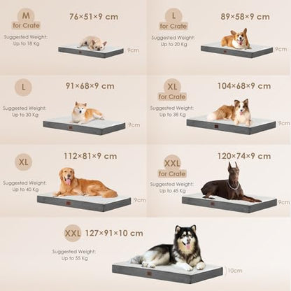 EHEYCIGA Orthopedic Dog Beds, Egg Crate Dog Bed Pet Mat with Washable Removable Cover, All Size Dogs - color: Beige, size: 30*20*3.5 inches