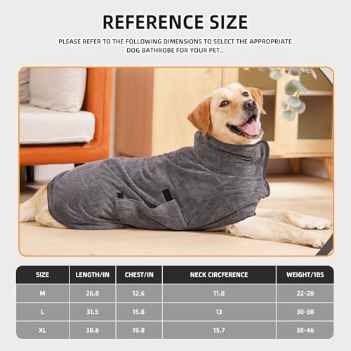 Dog Bathrobe, Quick Drying Super Absorbent Dog Robes for After Bath, Warm Keeping Dogs Towel, Dogs Bath Supplies, Comfortable Soft Drying Coat(X-Large, Grey) - size: X-Large
