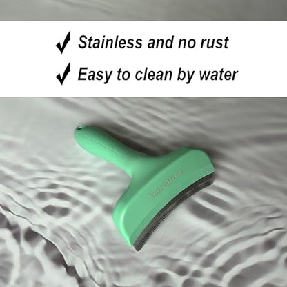 Pet Deshedding Tool with Curve Blade, Cat Grooming Brush, Tight V-shaped Teeth Shedding Comb for Cats and Dogs (Green, Large) - color: Green, size: Large