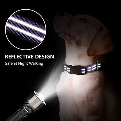 Hikiko Martingale Collar for Dogs Reflective Nylon Dog Collar with Quick Release Buckle Adjustable Training No Slip Dog Collar (X-Large, Purple) - color: Purple, size: X-Large