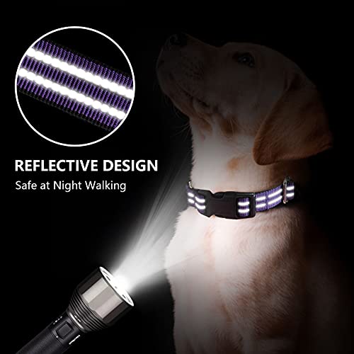 Hikiko Martingale Collar for Dogs Reflective Nylon Dog Collar with Quick Release Buckle Adjustable Training No Slip Dog Collar (X-Small, Purple) - color: Purple, size: X-Small