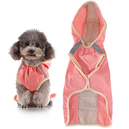 Dog Raincoat Breathable Reflective Stripe Lightweight Hooded Pet Rain Jacket for Small Medium Large Dogs Polyester Durable Outdoor Walking (S) - size: S