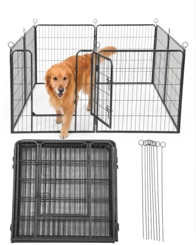 40 Inch 8 Panels Dog Playpen, Heavy Duty Metal Pet Exercise Pen with Secure Gate, Foldable Portable Dog Fence, Anti-Rust Metal Puppy Playpen for Large Small Dogs, Outdoor Yard RV Camping & Indoor Use - size: 32"x40"- 8 pcs