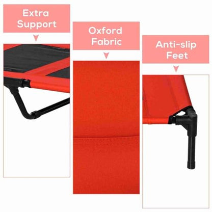 Elevated Pet Cot, Large Folding Camping Bed for Dogs and Cats, Indoor/Outdoor