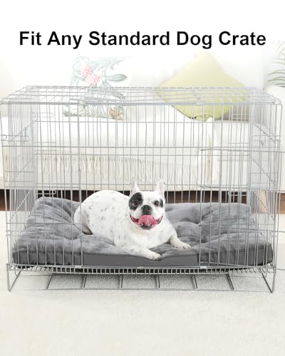 Dog Bed for Crate Washable Plush Medium Size Dog Kennel Pad with Anti-Slip Bottom, 29x18 Inch, Grey - color: Grey, size: 29.0 L x 18.0 W x 1.5 Th