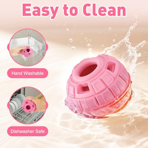 Interactive Dog Frozen Treat Toys, Dog Puzzle Enrichment Ball to Keep Them Busy, Slow Food Training, Durable Rubber Chew Dispensing Toy, Freezable Fillable Ball, for Small Medium Large Dogs (Pink) - color: Pink