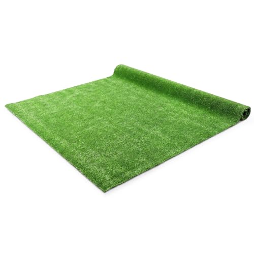 Tangkula 8Ft x 5 Ft Artificial Turf Rug, Realistic Indoor Outdoor Garden Lawn Landscape with 0.3" Pile Height, Grass Turf with Drainage Holes, Dog Potty Pad Fake Faux Grass for Patio, Balcony, Yard