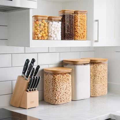 ComSaf 2Pcs Large Glass Storage Containers with Lids 4Qt, 1 Gallon Wide Mouth Flour Sugar Storage Containers, Large Capacity and Sealed for Rice, Cereal, Oat, Easy Clean and Scoop, Pantry Organization - size: 4Qt*2