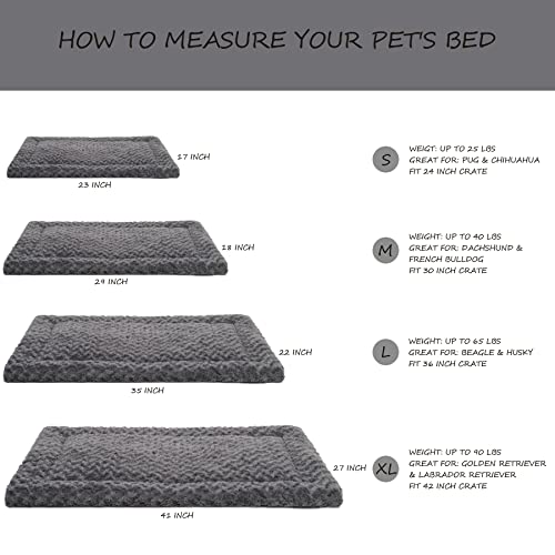 Washable Dog Bed Mat Crate Pad Soft Fluffy Pet Kennel Beds Dog Sleeping Mattress for Large Jumbo Medium Small Dogs, 30 x 19 Inch, Gray - color: Grey, size: 30.00" x 19.00" x 1.50"