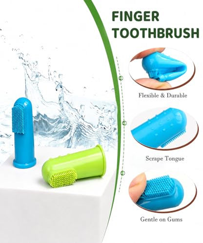 10 Pieces Pet Toothbrush Set for Medium Large Dogs, Extra Long Double-Ended Dog Toothbrush with 360° Brush, Soft Bristle Dental Care Kit with Finger Brushes, Pet Teeth Cleaning Supplies (Multicolor) - color: Modelb-10pack