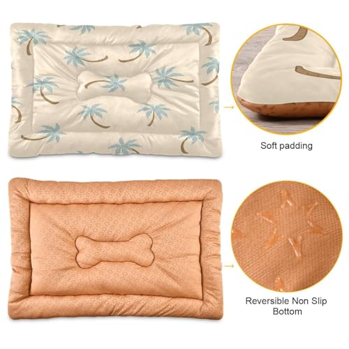 Tropical Tree Pattern Pet Bed Mat for Dogs and Cats, Soft Washable Crate Pad with Non-Slip Bottom, Cozy Bed Cushion for Small Medium Large Pets, 18x24 Inch - size: Small