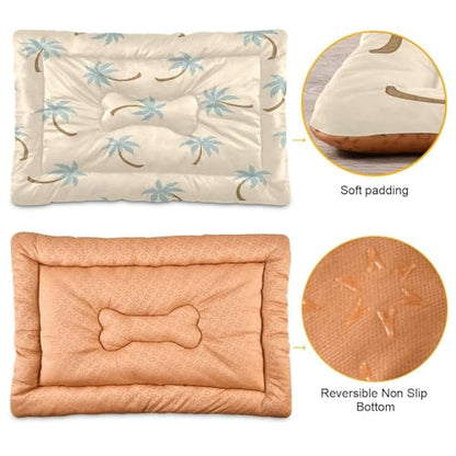 Tropical Tree Pattern Pet Bed Mat for Dogs and Cats, Soft Washable Crate Pad with Non-Slip Bottom, Cozy Bed Cushion for Small Medium Large Pets, 18x24 Inch - size: Small