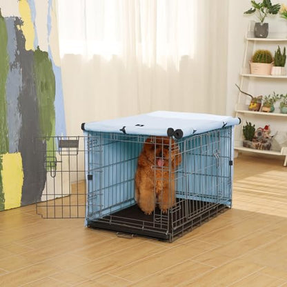 X-ZONE PET Double Door Dog Crate Cover - Polyester Pet Kennel Cover Fits 30 inches Wire Dog Cage Blue - color: Blue, size: 30.0"L x 19.0"W x 21.0"H