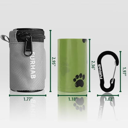 FURHAB Glow Dog Poop Bag Holder for Leash Doggie Waste Bag Dispenser Puppy Potty Carrier Small Doggy Zipper Pouch with Carabiner Clip 1680D Nylon Oxford with 1 Roll of Pet Trash Bags, Silver - color: Silver