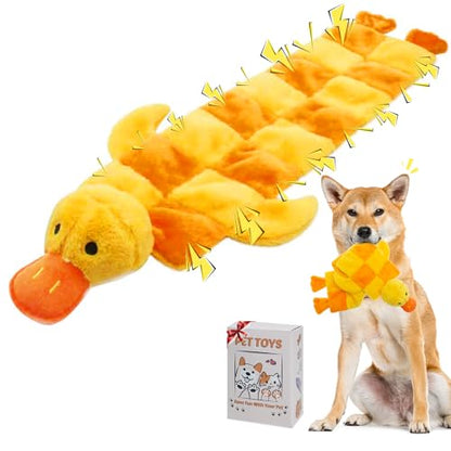 Mihachi Dog Squeaky Toys 16 Squeakers for Aggressive Chewers, Tough Interactive Tug of War Dog Toy-Squeaky Chew Toy for Small,Medium,Large Breed No Stuffing Duck Toy, Fun Long Toys 27 Inches