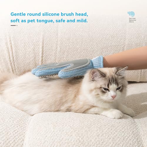 Pet Hair Remover Glove for Dogs & Cats, Upgraded 2-in-1, Double-Sided Usable, Gentle Deshedding Grooming Brush, Pet Hair Removal Tool for Furniture, Couch, Carpet, Car Seats, 1 Count
