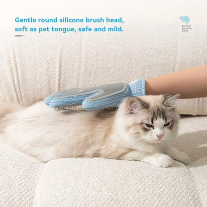 Pet Hair Remover Glove for Dogs & Cats, Upgraded 2-in-1, Double-Sided Usable, Gentle Deshedding Grooming Brush, Pet Hair Removal Tool for Furniture, Couch, Carpet, Car Seats, 1 Count