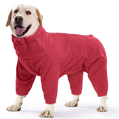 ROZKITCH Small Dog Fleece Pajamas, Pet Windproof Warm Cold Weather Jacket Vest Cozy Jumpsuit Apparel Outfit Clothes for Small Medium Large Dog Walking Hiking Sleep Red S - color: Red, size: S