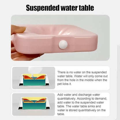 Spill Proof Dog Water Bowl 37oz, Large Capacity No Drip Pet Dispenser with Non-Slip Base, Slow Water Bowl for Dogs Puppies Indoor Outdoor Use, 22x22x8cm - color: Pink