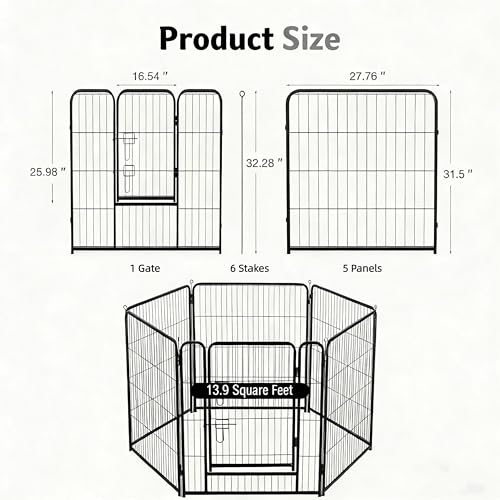 Simple Deluxe Dog Playpen Outdoor Indoor, 32 Inch 6 Panels Dog Fence for Small Dogs Puppy, Perfect Dog Pen for Camping, Yard, RV, Garden Fence, Black - size: 32 Inch 6 Panels