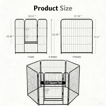Simple Deluxe Dog Playpen Outdoor Indoor, 32 Inch 6 Panels Dog Fence for Small Dogs Puppy, Perfect Dog Pen for Camping, Yard, RV, Garden Fence, Black - size: 32 Inch 6 Panels