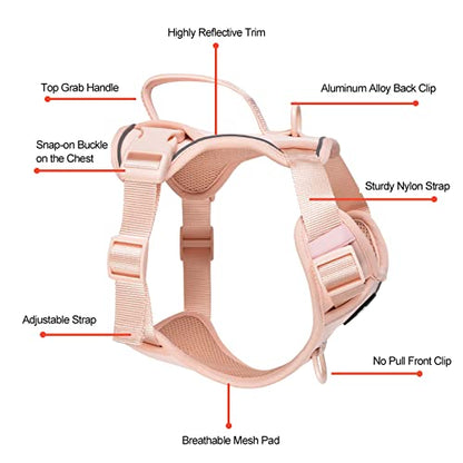 Petmolico Dog Harness for Small Dogs, Cute Harness Vest with Two Leash Clips and Soft Handle, Reflective Easy Walk Puppy Vest - Pink, Small - color: Pink, size: Small