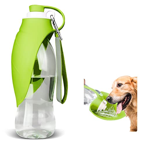 TIOVERY Dog Water Bottle, Portable Pet Water Dispenser Feeder Leak Proof with Drinking Cup Dish Bowl for Outdoor Walking, Hiking, Travel, 20OZ Water Bottle Fit for Small to Large Dogs and Cats Green - color: Green