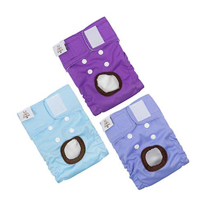 CuteBone Dog Diapers Female Washable Small Medium Large 3 Pack Reusable Doggie Diapers Puppy Period Pants for Doggy Heat Cycle Peeing - size: XS