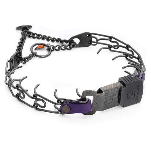 Herm Sprenger Black Stainless Steel Dog Collar with Quick Release ClicLock Buckle and Biothane Insert Training Collar Made in Germany (Violet Purple, 16in x 2.25mm(Neck Size up to 13-14in)) - color: Violet Purple, size: 16in x 2.25mm(neck size up to 13-14