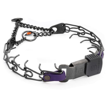 Herm Sprenger Black Stainless Steel Dog Collar with Quick Release ClicLock Buckle and Biothane Insert Training Collar Made in Germany (Violet Purple, 16in x 2.25mm(Neck Size up to 13-14in)) - color: Violet Purple, size: 16in x 2.25mm(neck size up to 13-14