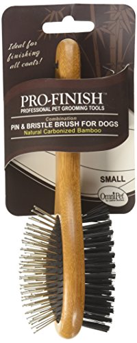 Pro-Finish Bristle and Pin Grooming Brush Combination with Carbonized Bamboo Handle, Small, 7.5" - color: Combo Brush, size: Small