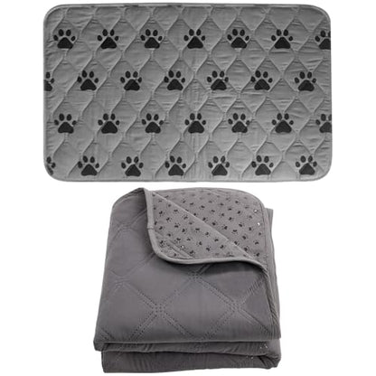 GORILLA GRIP Incontinence Pads and Pet Blanket, Reusable Puppy Pads in 22x16 Inch Waterproof in Paw Gray, Throw Blankets in 30x70 Inch Washable in Charcoal, 2 Item Bundle