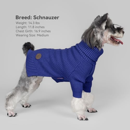 cyeollo Dog Sweater Pullover Turtleneck for Dogs, Classic Knitwear Fall Winter Cold Weather Doggie Clothes Warm Pet Apparel Small Medium Large Dog Sweaters, Royal Blue S - color: Blue, size: Small