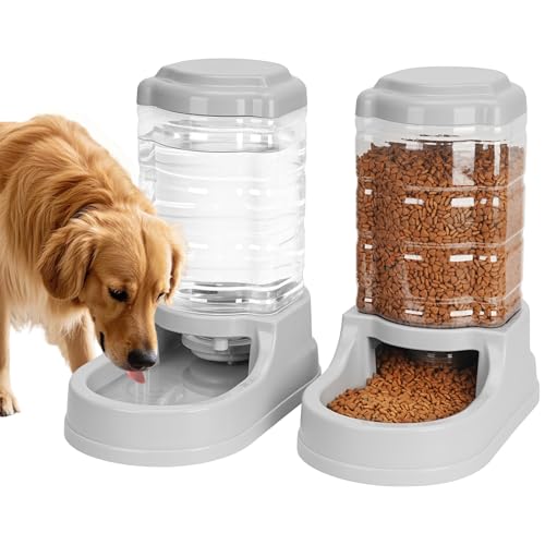 Kenond 9.5L Dog Feeders and Water Bowl Set for Large Dogs, 2.5 Gallon Automatic Water Dispenser, Gravity Dog Food Dispenser - color: 2.5 gallon water dispenser and feeder
