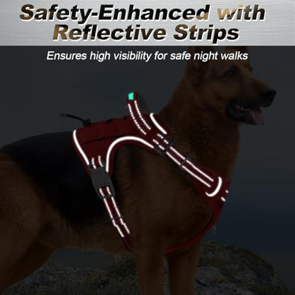 BARKBAY Service Dog Vest Tactical Dog Harness Medium Large Sized Dog No Pull Adjustable Dog Harness Reflective K9 Working Training Easy Control Military Molle System(Red,L) - color: Red, size: Large